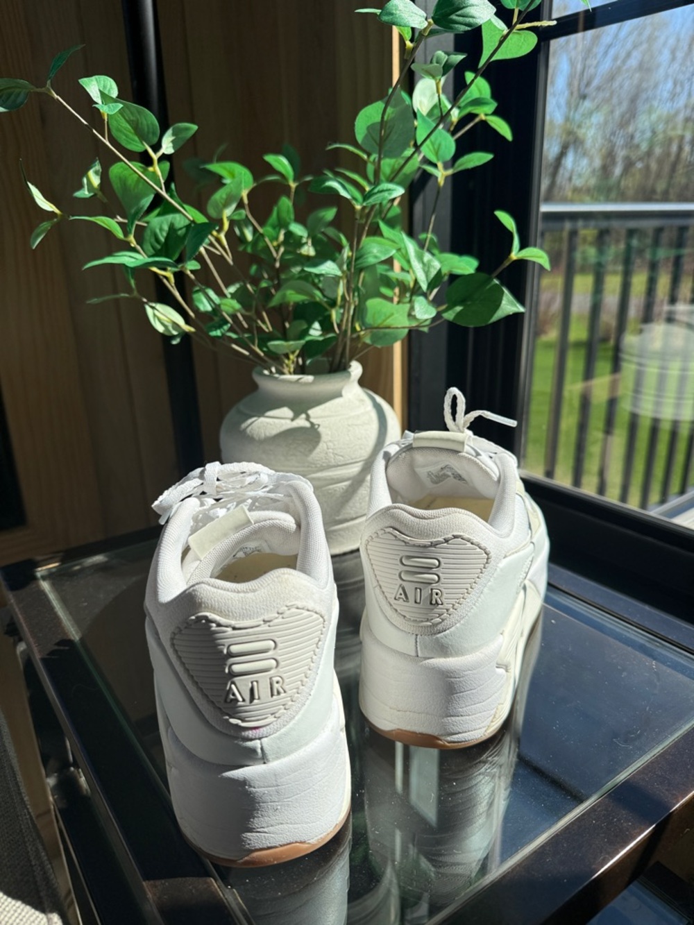 Nike Women’s Air Cream and White Low-Top Sneakers - Picture 3 of 8
